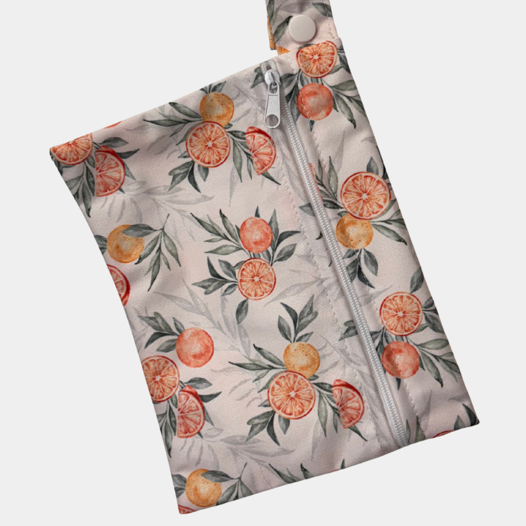 Wet pouch with orange pattern