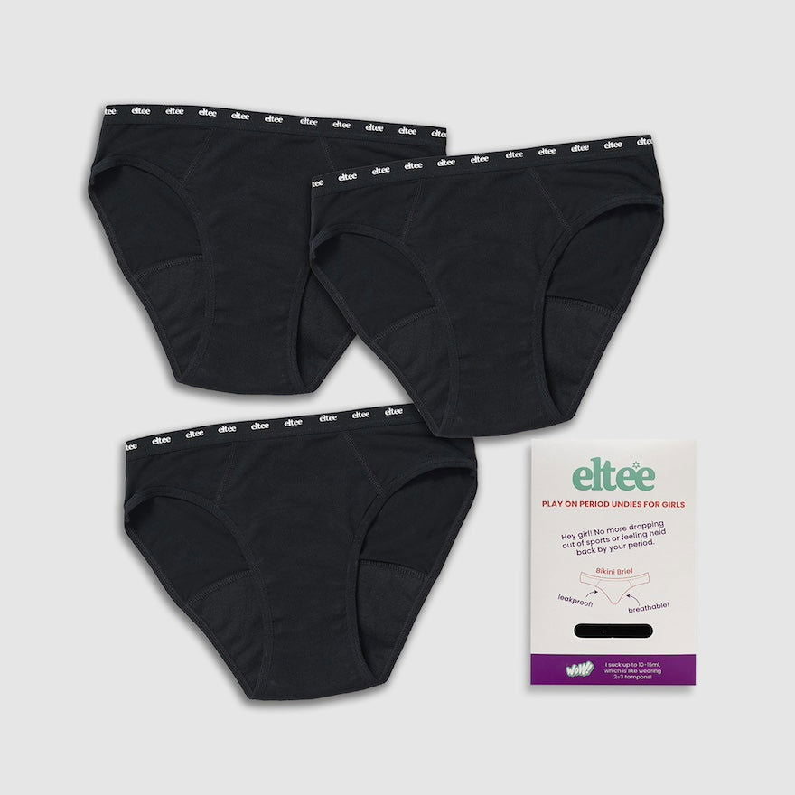 starter pack girls period underwear bundle 3 pack black