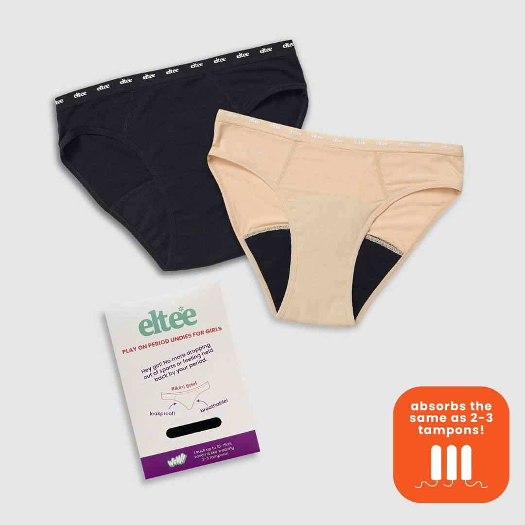 Period Undies for Girls with Bumpers (Black)